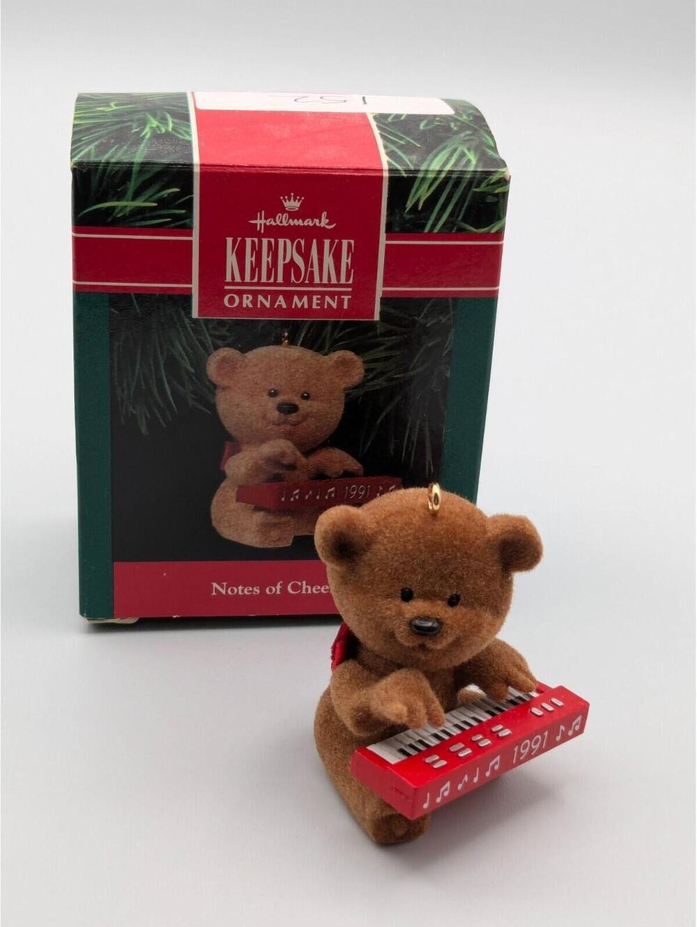 Hallmark Keepsake Notes of Cheer 1991, Bear Keyboard Vintage Christmas Ornament